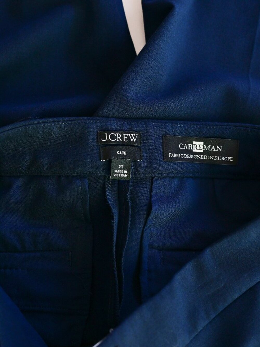 J. Crew Navy Kate Trousers - Carreman Fabric Tailored Straight Leg-Size 2T